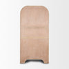 Rear view showing the solid finished wood back panel and the architectural cutout base