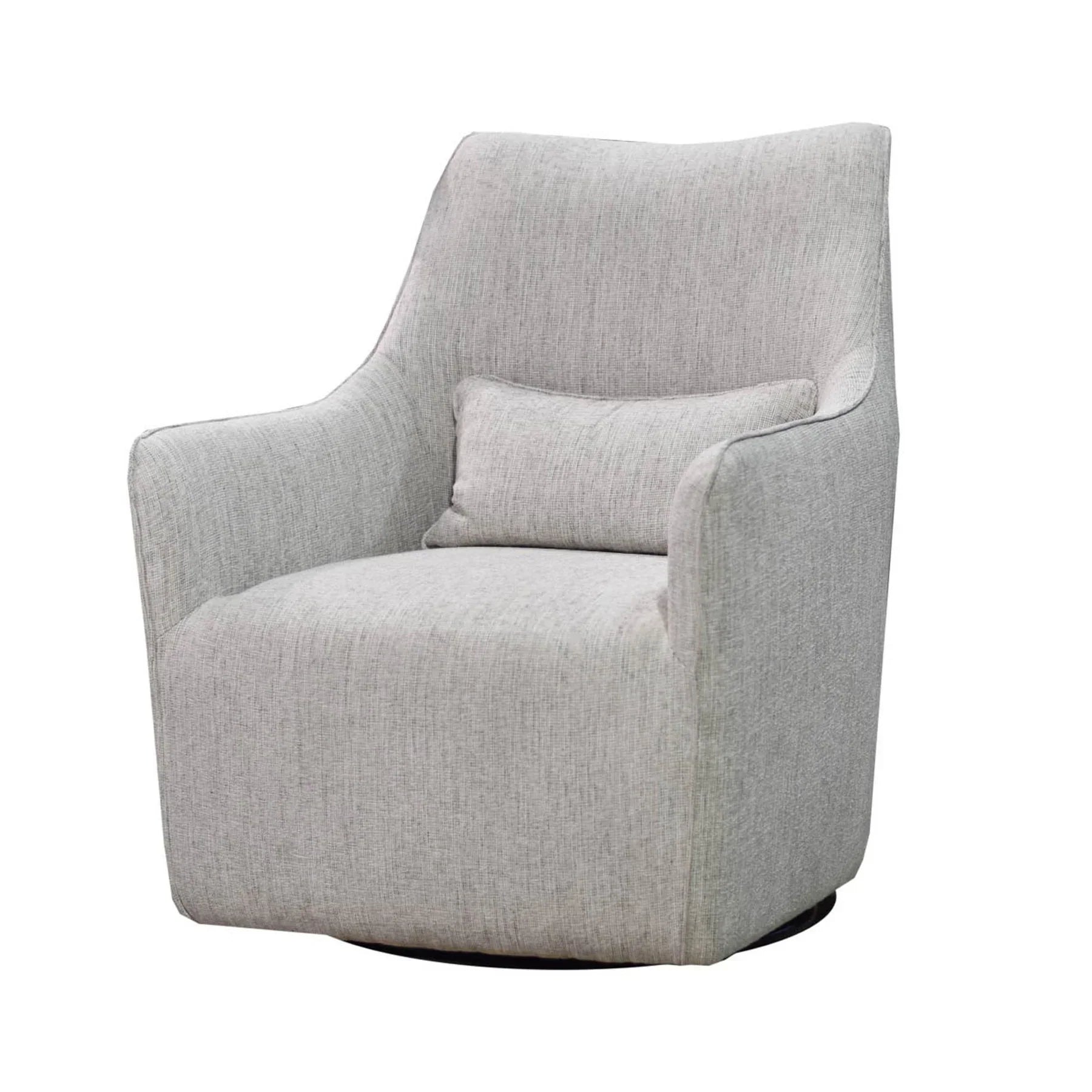 Three-quarter perspective of the Lilith chair highlighting the high backrest and tapered armrests