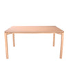 Front view of the Linus rectangular dining table in a natural oak finish featuring clean lines and a minimalist silhouette