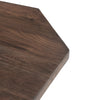 Close-up shot focusing on the angled edge and smooth surface texture of the vinegar-finished wood top