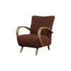 Front angled view of the Louis chair variant in a rich rust-colored woven upholstery