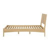 Side profile view showcasing the sleek low-profile frame and the tall vertical upholstered headboard