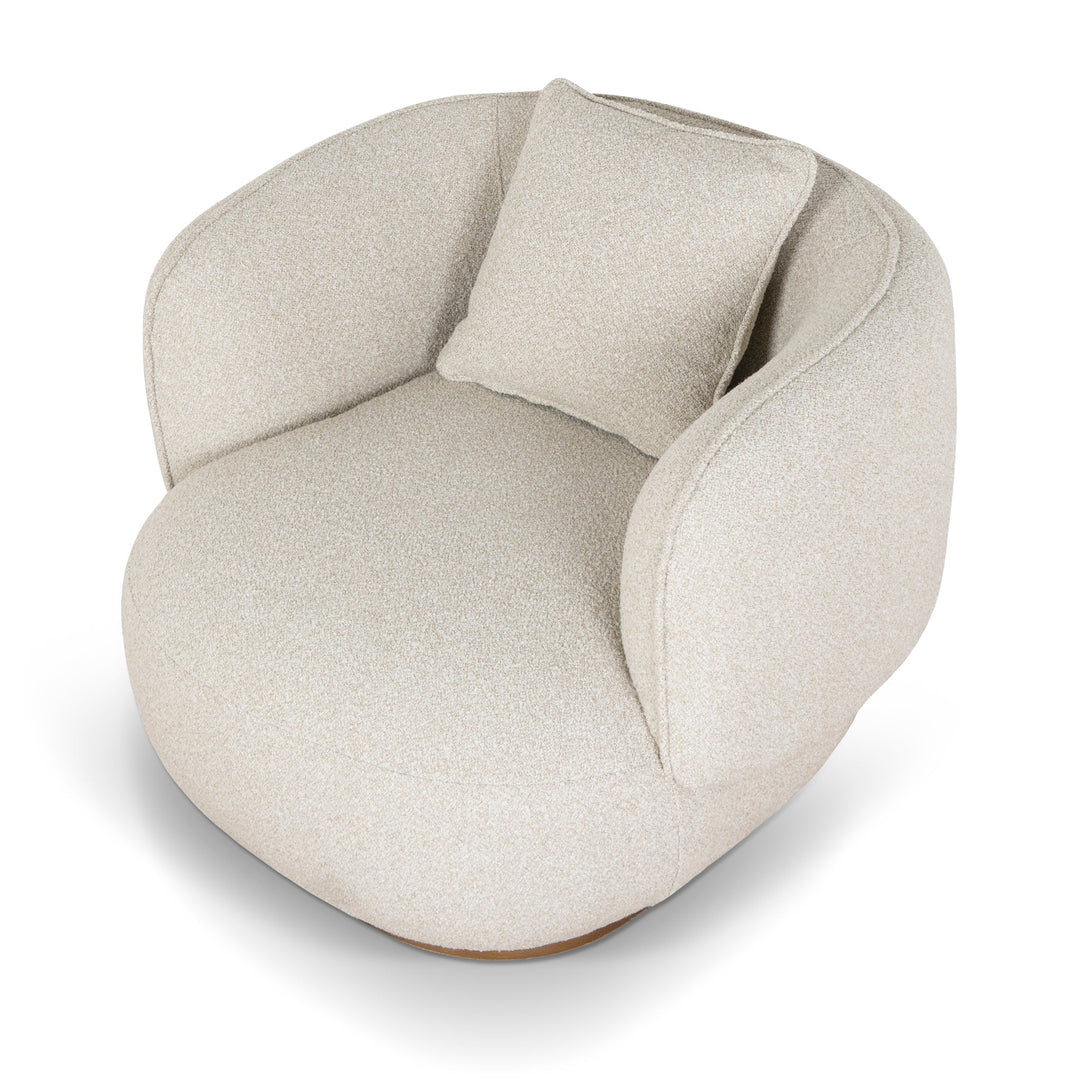 High-angled front view emphasizing the wide circular seat and cozy aesthetic