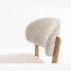 Detail shot of the backrest joinery and oak wood support on the Luna stool