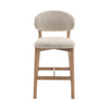 Luna counter stool with beige textured upholstery and natural oak wood frame