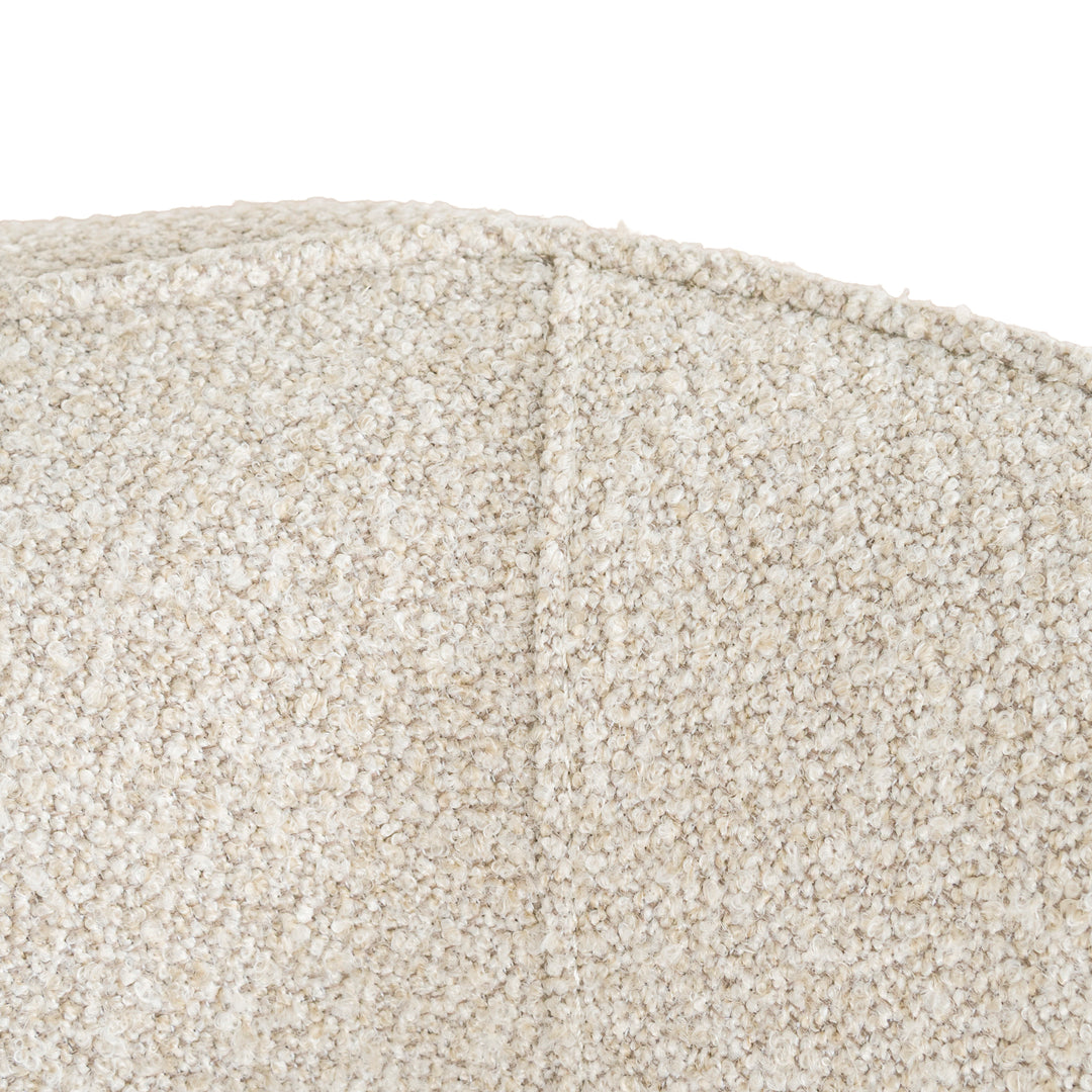 Close-up detail of cream boucle fabric texture on Luna Premium Boucle Sofa upholstery