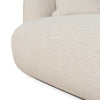 Rounded seat base detail of cream boucle Luna Premium Boucle Sofa with soft textured upholstery