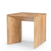 Perspective view showcasing the thick solid wood construction and clean mitered joints of the contemporary U-shaped side table