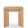 Front view of the Lux end table featuring a minimalist U-shaped architectural silhouette crafted from solid natural wood with a light matte finish
