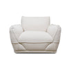 Front view of the Luxe Accent Chair featuring an oversized rounded silhouette and cream textured bouclé upholstery