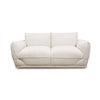 Full front view of the Luxe Loveseat featuring a plush rounded silhouette and cream textured upholstery