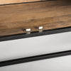 Detail shot focusing on the magnetic door closure system and bottom shelf construction