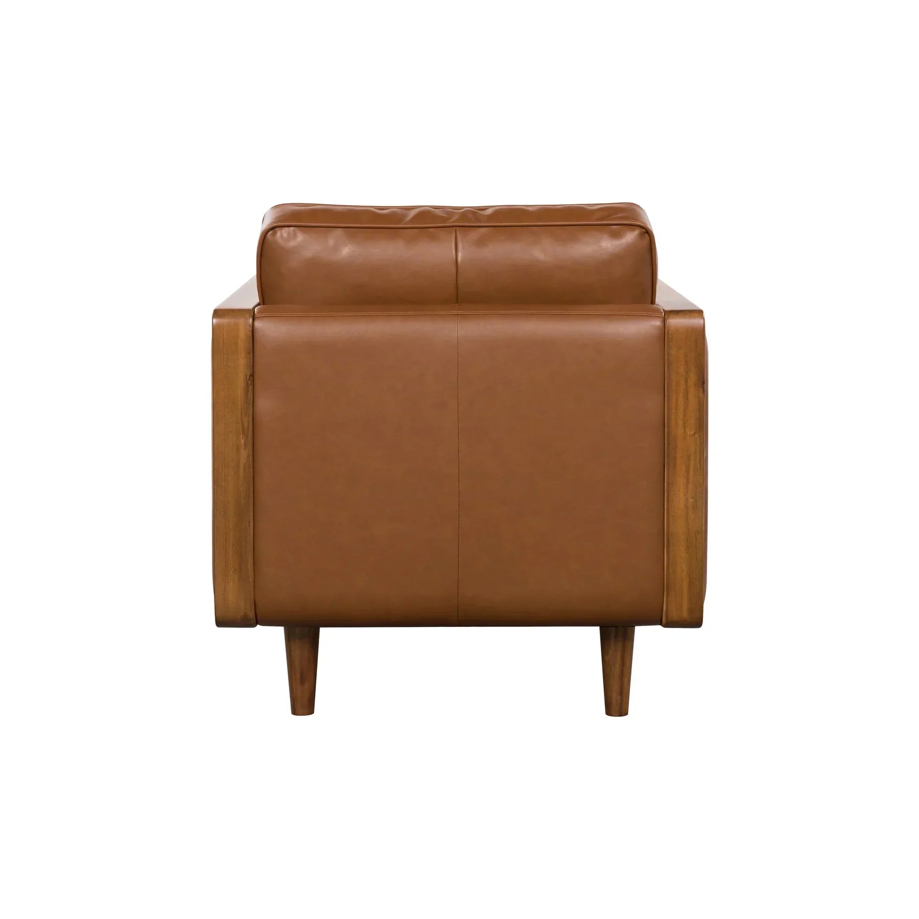 Direct back view demonstrating the uniform vegan leather finish and solid construction