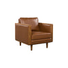 Three-quarter perspective of the Las Vegas Mandalay chair highlighting its deep seat and rich tan leather finish