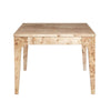 Front perspective view showcasing the seamless joinery and uniform burl wood texture
