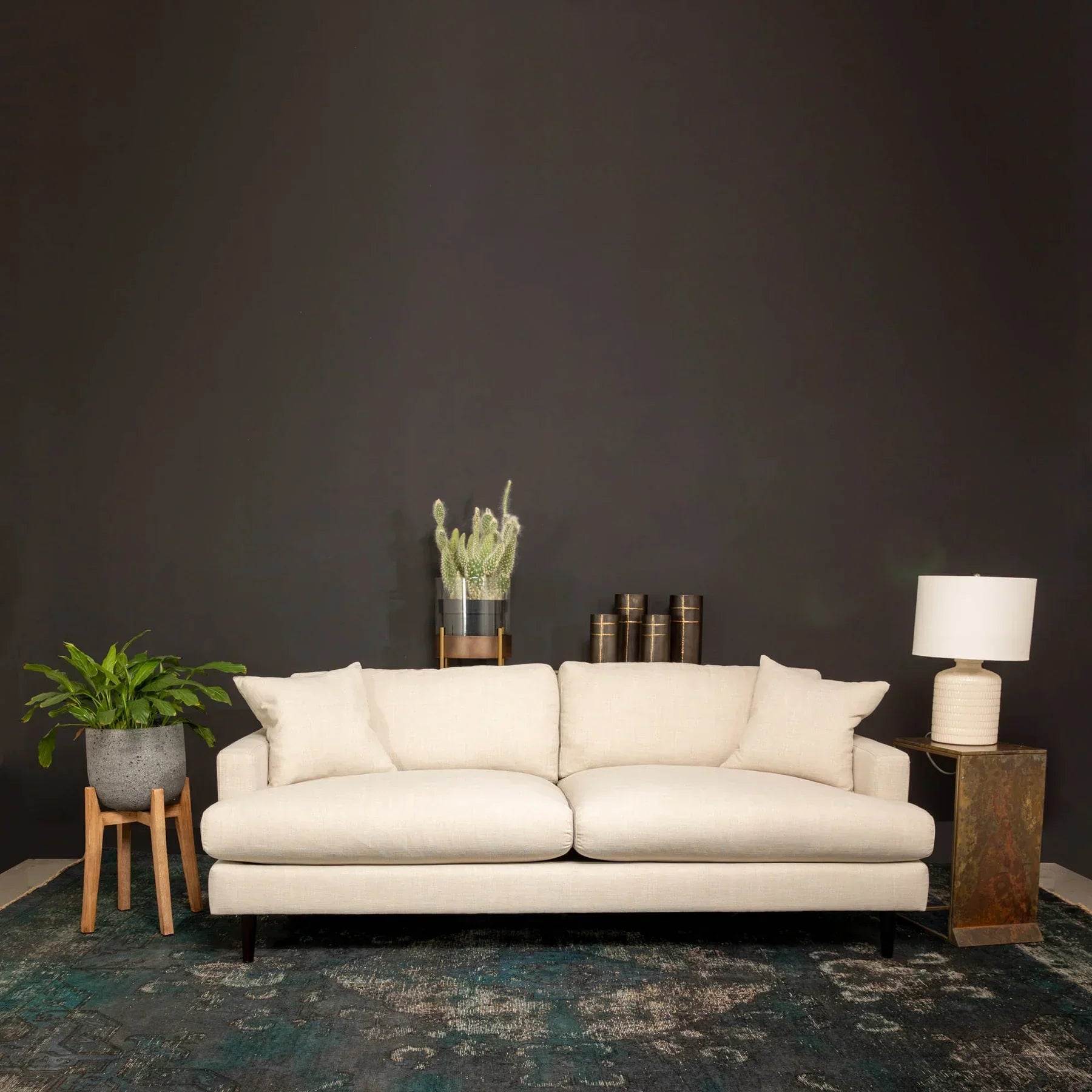 Front view of Martha sofa in Beach Alabaster fabric
