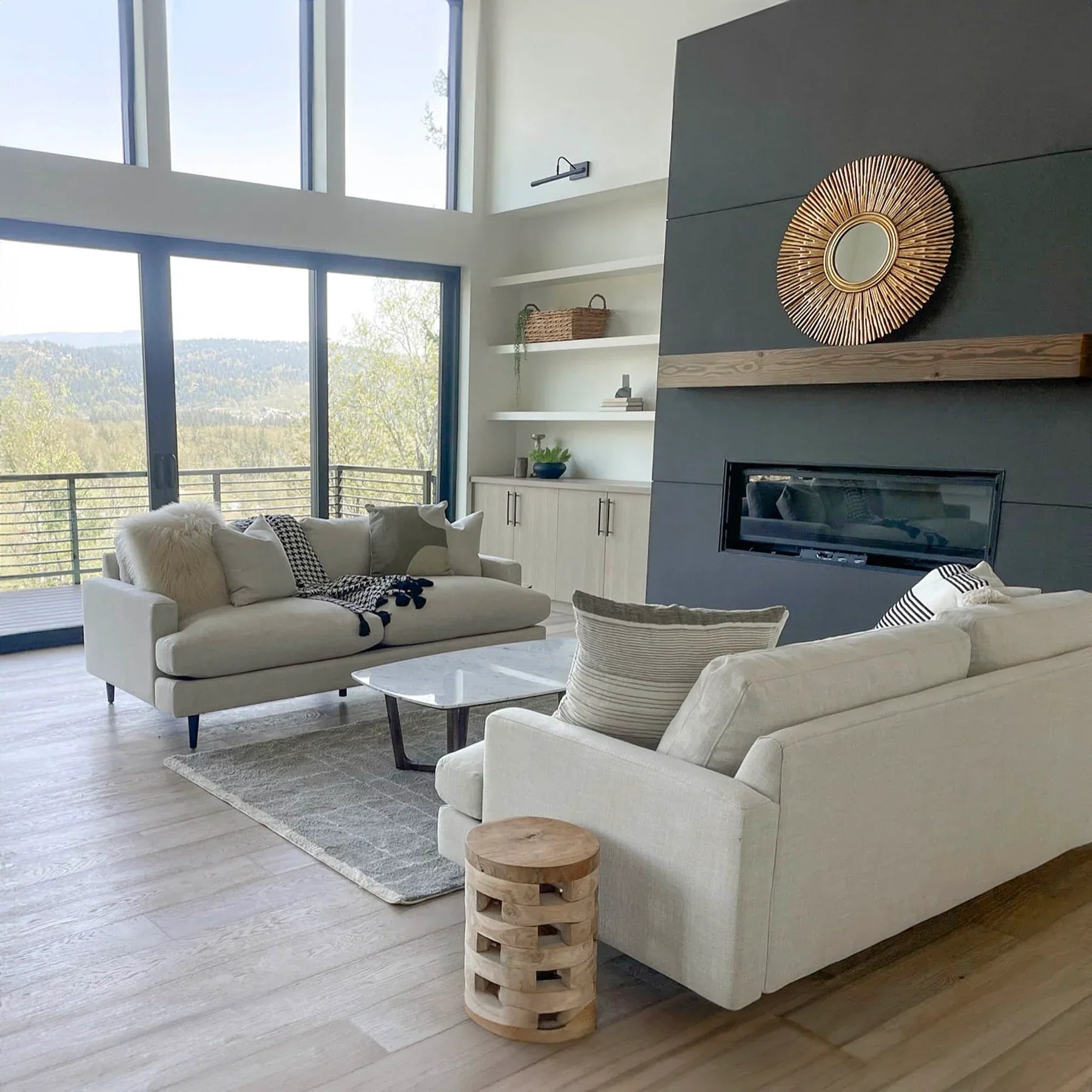 Front view of Martha sofa in Beach Alabaster fabric