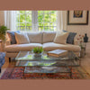 Martha sofa styled over a vintage-style patterned rug