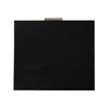 Top-down view highlighting the sleek black wood finish and the slim gold-toned metal drawer pulls