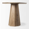 Profile view of Maxine natural oak pedestal table showing clean lines