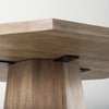 Detail of underside construction and metal brackets on Maxine pedestal table