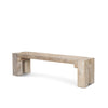 Three-quarter angle view of the McArthur rustic reclaimed wood bench