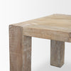 Close-up perspective highlighting the seamless joinery and the robust block leg construction in whitewash oak