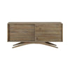 Front view of the Meridian sideboard in a white ash finish featuring three central drawers and two side cabinets with textured horizontal slats