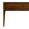 Detailed shot highlighting the high-quality joinery where the tapered vertical leg integrates with the console frame
