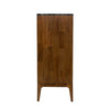 Side profile view emphasizing the minimalist depth and the clean vertical lines of the walnut wood frame