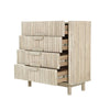Side profile view emphasizing the minimalist depth and the clean vertical lines of the walnut wood frame