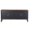 Straight-on front view highlighting the symmetrical diamond texture and the slim, vertical natural wood door pulls