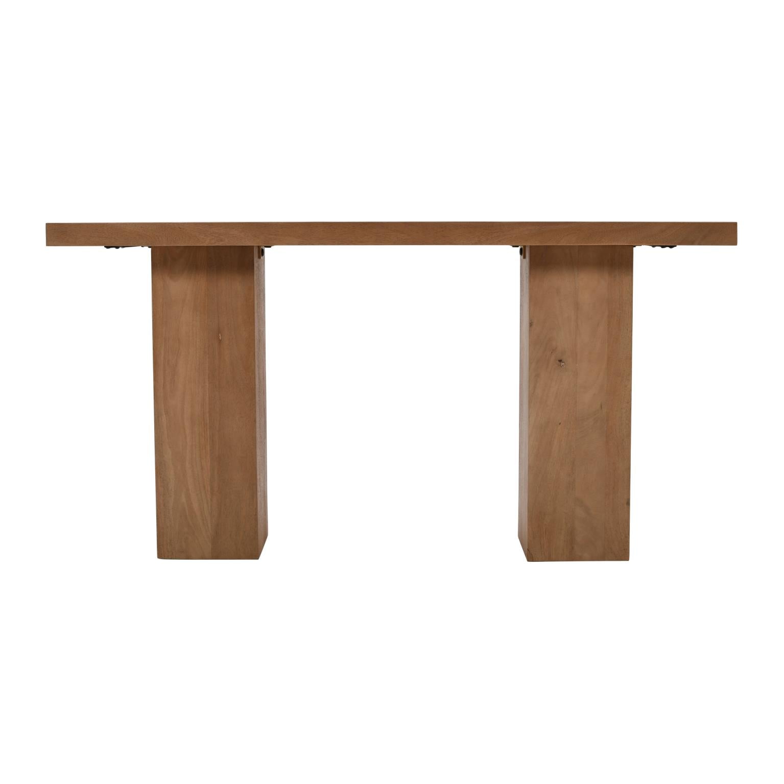 Straight-on rear view of the Berg console table highlighting its symmetrical silhouette and clean architectural lines