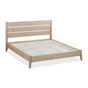 High-angle perspective view showcasing the seamless ginger wood construction and open-slat headboard design