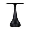 Side profile view emphasizing the smooth continuous curves and architectural silhouette of the cast aluminum table