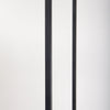 Detailed view of the slim matte black metal uprights and structural frame assembly