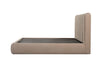 Straight-on side silhouette highlighting the flush floor-to-base construction and the symmetrical scalloped headboard curve