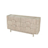 High-angle perspective view emphasizing the clean top surface and the architectural silhouette of the light wood dresser