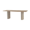 Straight-on front view highlighting the architectural fluted legs and the clean rectangular profile of the Hedron table