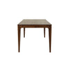 Straight-on side profile view emphasizing the clean lines and contemporary silhouette of the wood frame
