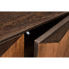 Macro shot focusing on the magnetic push-to-open latch system and the clean flush-mount corner construction of the unit