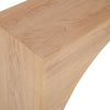 Close-up shot focusing on the high-quality waterfall edge joinery and the smooth natural wood texture