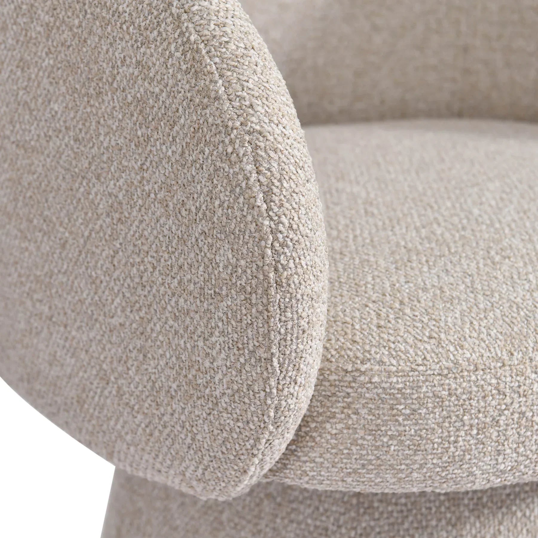 Close-up of the curved arm transition into the backrest for the Misha model