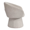 Side view focusing on the clean lines of the upholstered conical pedestal base