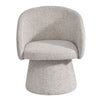 Front view of the Misha Club Chair featuring a sculptural pedestal base and cream textured upholstery