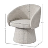 Technical diagram showing height, width, and seat depth for the Misha pedestal chair