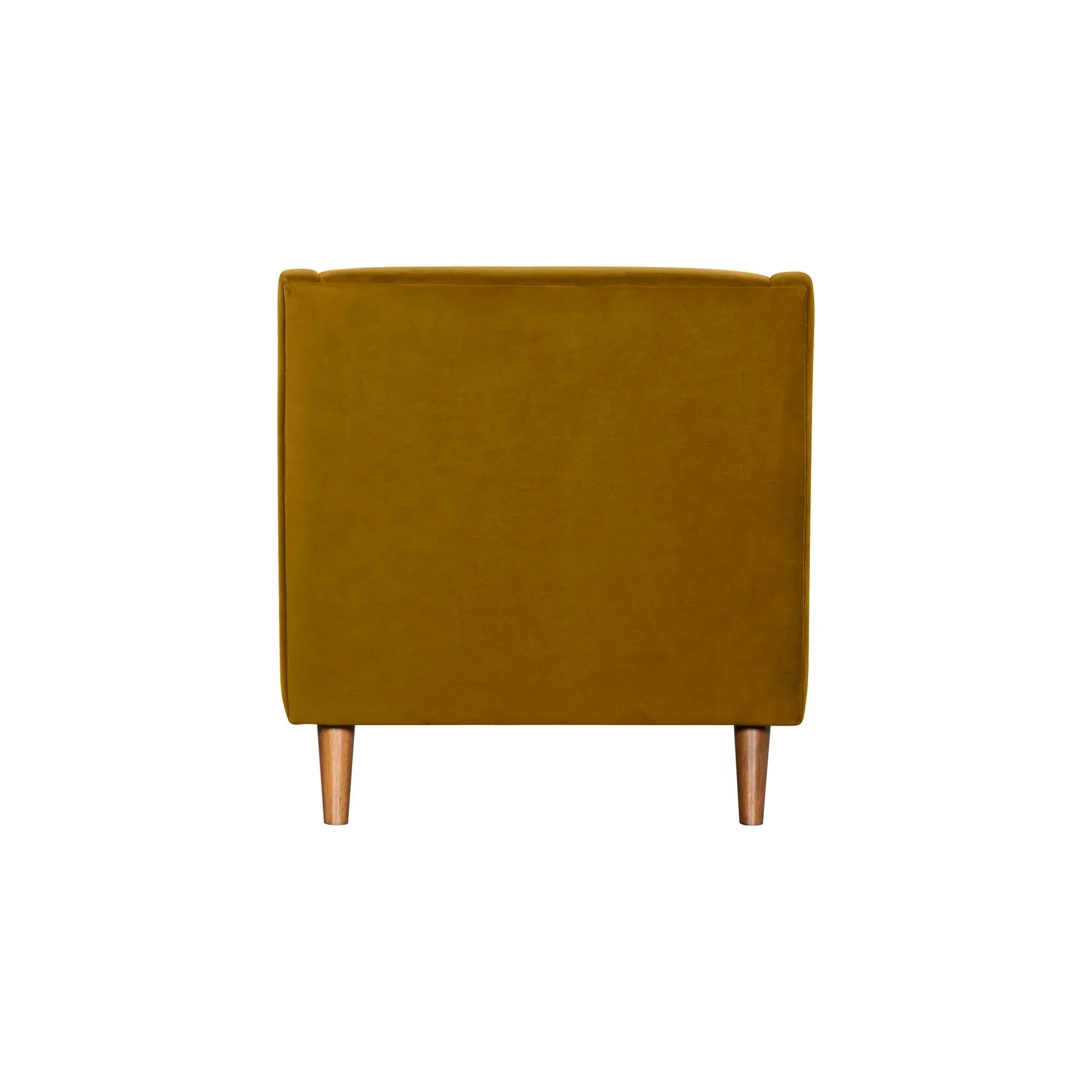 Direct back view of the Missy chair demonstrating its uniform velvet finish and sturdy base