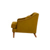 Side profile showcasing the clean lines of the backrest and the elegant lean of the tapered wooden legs