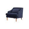 Front angled view of the Missy chair variant in a deep navy blue velvet upholstery