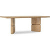 Three-quarter perspective view highlighting the solid construction and warm wood tones of the Nelly rectangular table